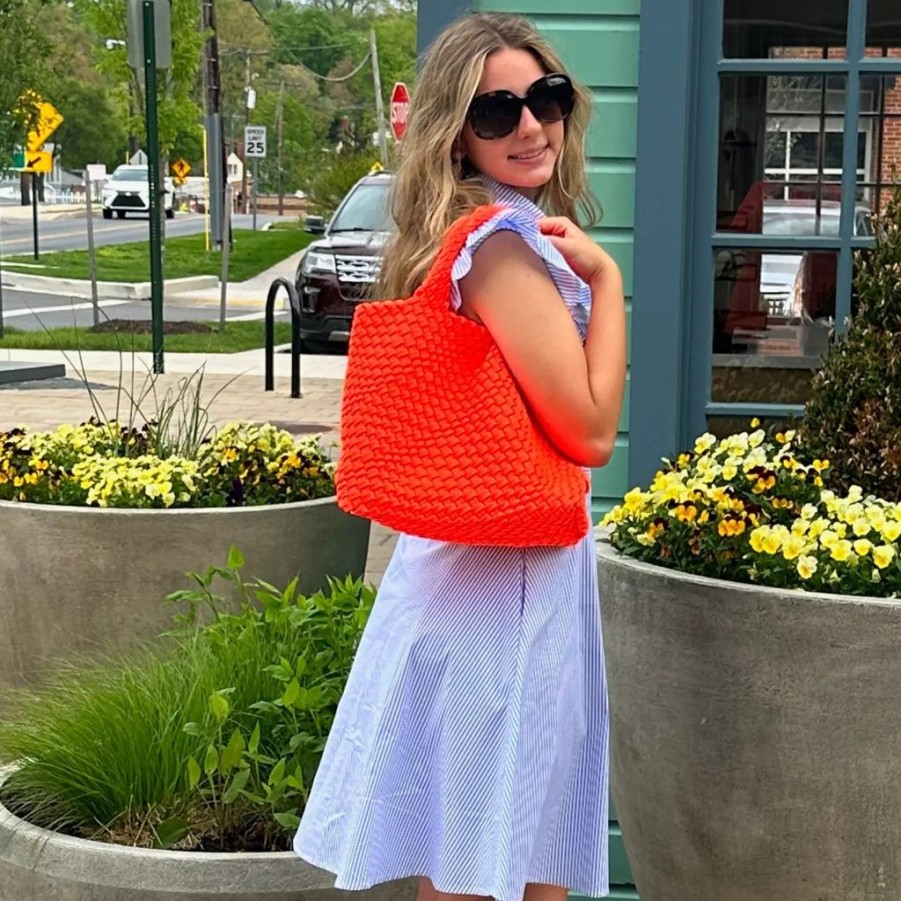 Bags AHDORNED | Lilly Neon Orange | Woven Neoprene Tote