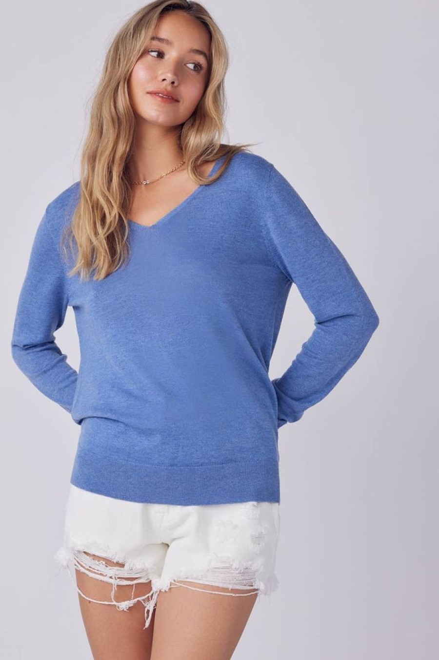 Tops Bluivy | Denim Classic Pullover Sweater