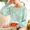 Tops Vine & Love | Light Green Animal Print Satin Top