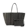 Bags Haute Shore | Greyson Edge | Denim/Neoprene Woven Mix Media Tote (Final Sale)