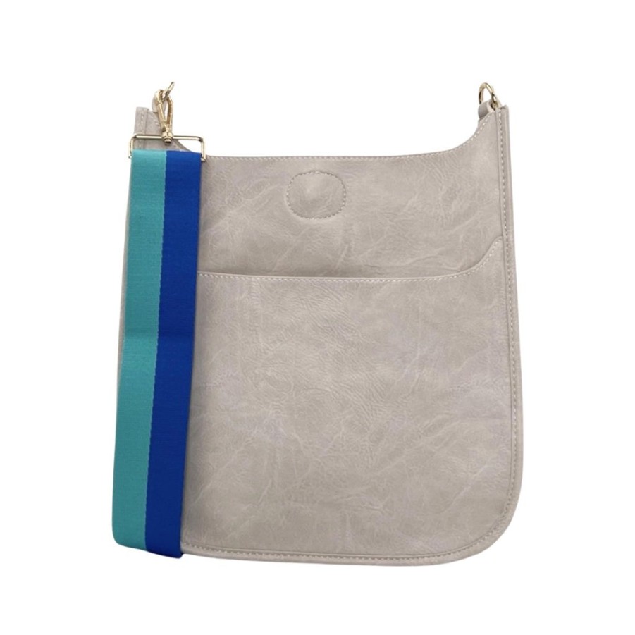 Bags AHDORNED | Cream Vegan Messenger + Royal-Turquoise Two Stripe Strap