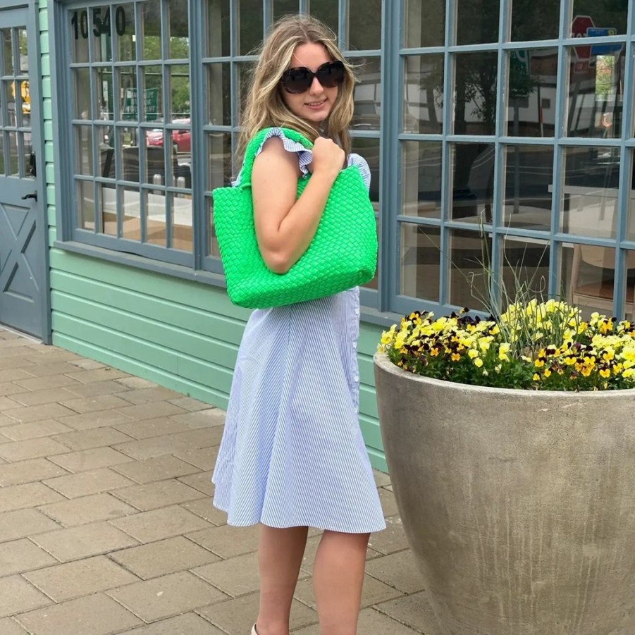 Bags AHDORNED | Lilly Neon Green | Woven Neoprene Tote