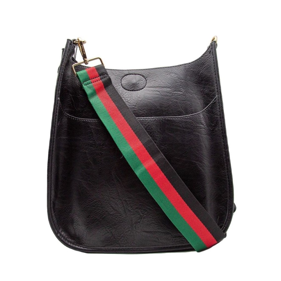 Bags AHDORNED | Black Vegan Crossbody + Red Green Strap