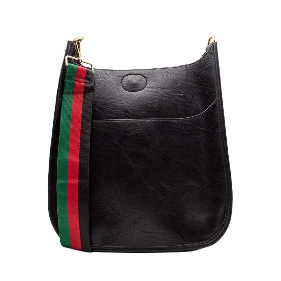 Bags AHDORNED | Black Vegan Crossbody + Red Green Strap