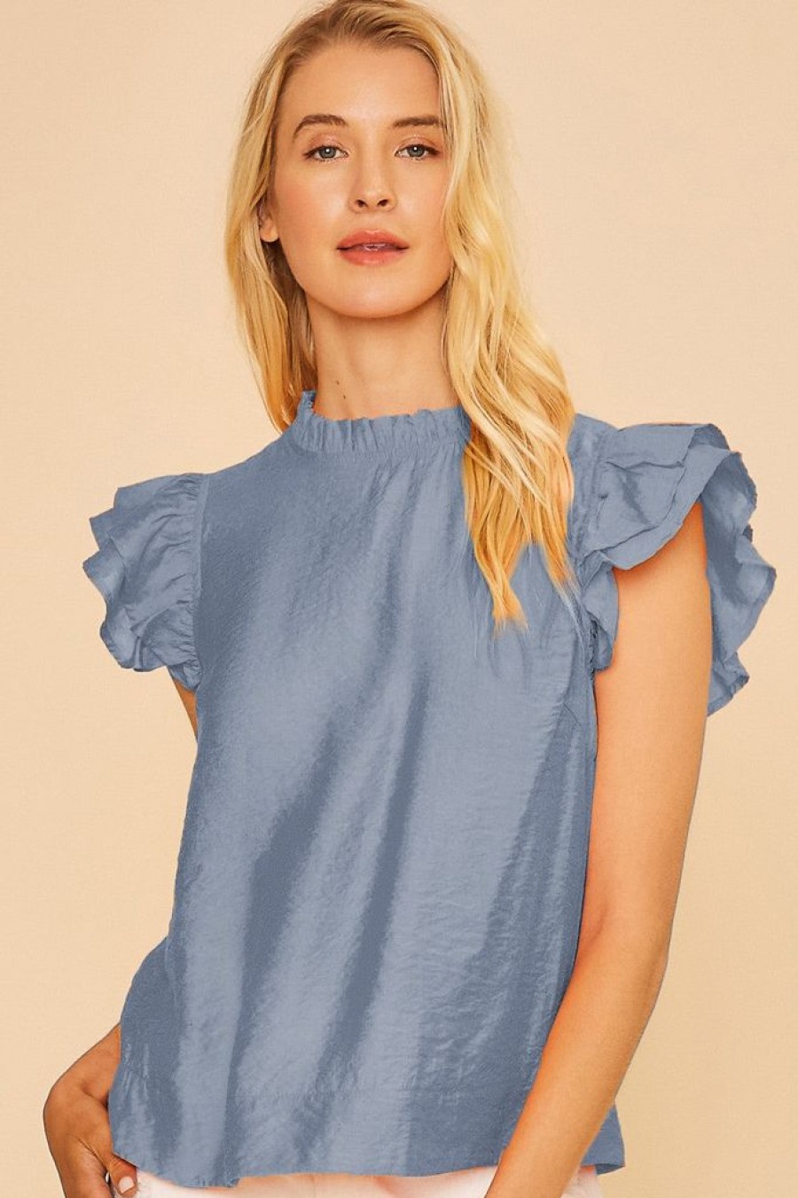 Tops anniewear | Ruffle Sleeve Woven Top