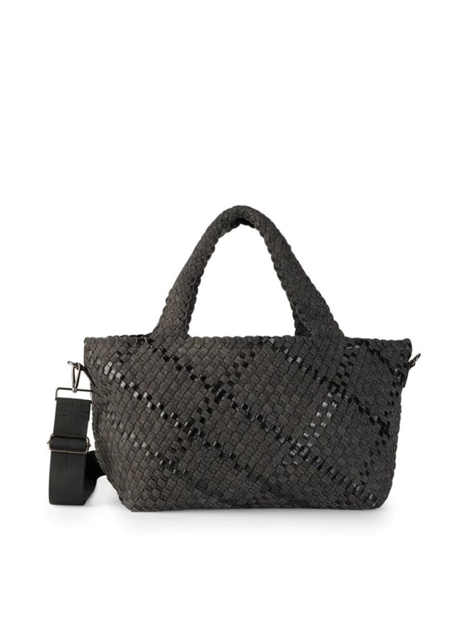 Bags Haute Shore | Bobbi Edge | Large Woven Black Denim Tote (Final Sale)