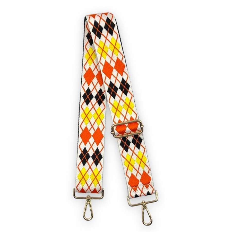 Bags AHDORNED | White-Orange | Argyle Crossbody Strap