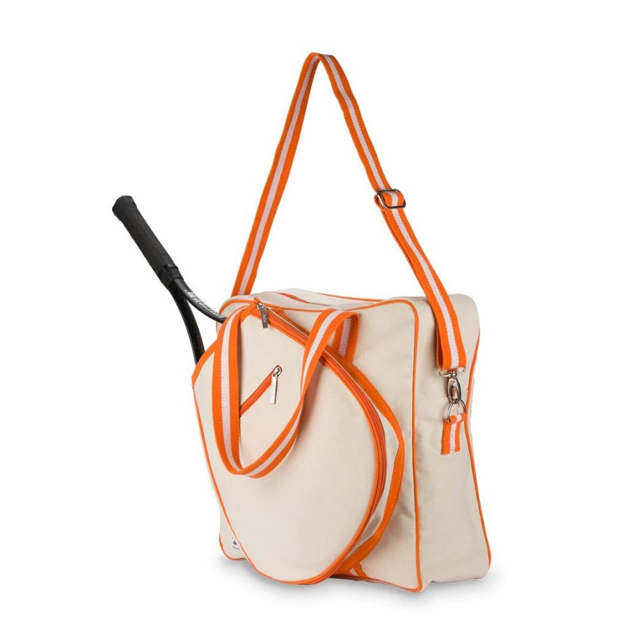 Bags Ame & Lulu | Hamptons Tour | Canvas Tennis Bag (Orange Trim)