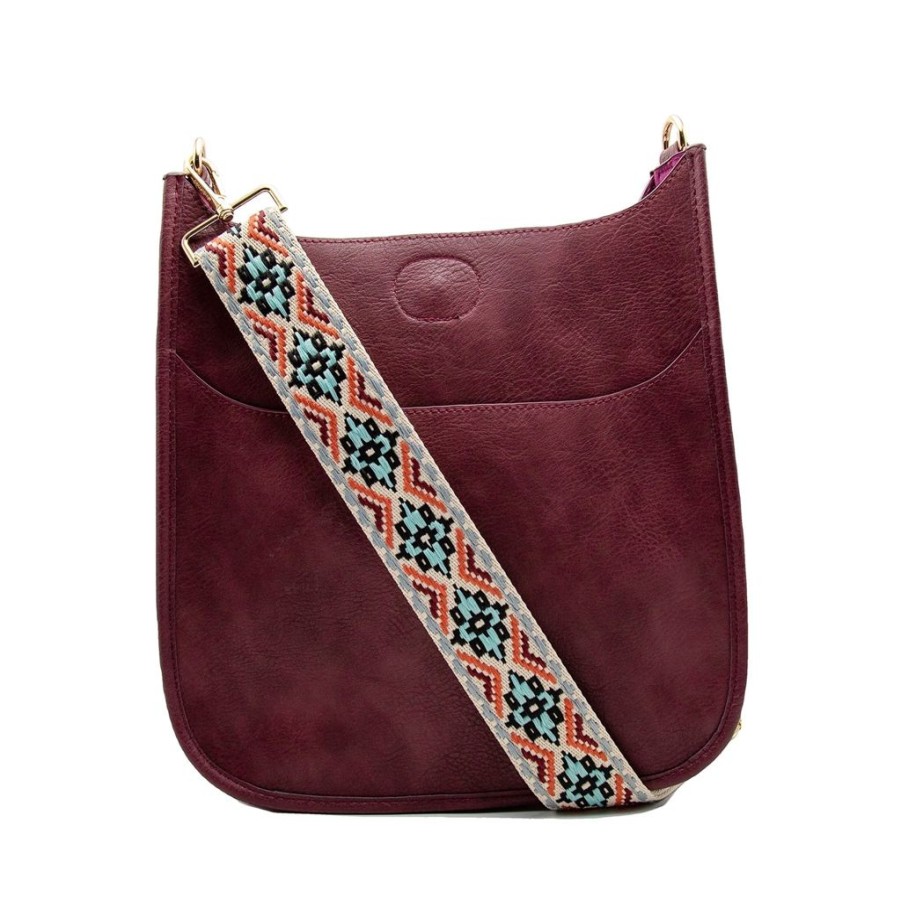 Bags AHDORNED | Burgundy Vegan Crossbody + Cream-Blue Medallion Strap