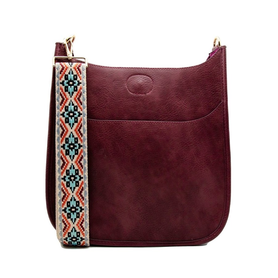 Bags AHDORNED | Burgundy Vegan Crossbody + Cream-Blue Medallion Strap