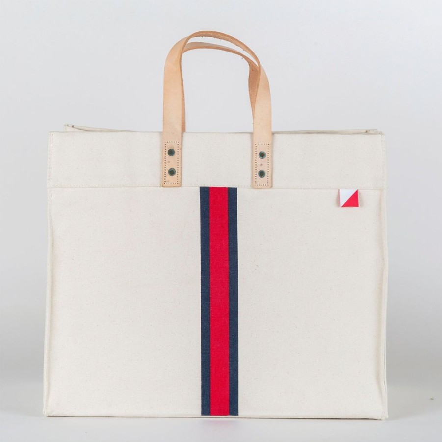 Bags ShoreBags | Red Striped Box Tote