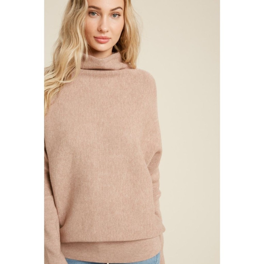 Tops Bluivy | Latte Slouch Neck Dolman Pullover