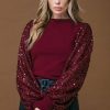 Tops FLYING TOMATO | Burgundy Sequin Sweater