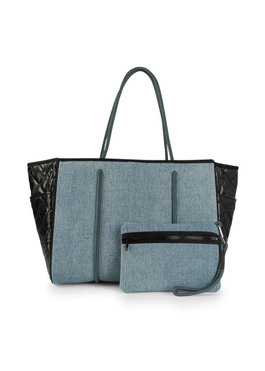 Bags Haute Shore | Greyson York | Denim/ Vegan Leather Mix Media Tote (Final Sale)