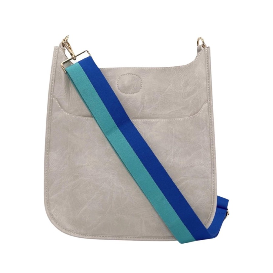 Bags AHDORNED | Cream Vegan Messenger + Royal-Turquoise Two Stripe Strap