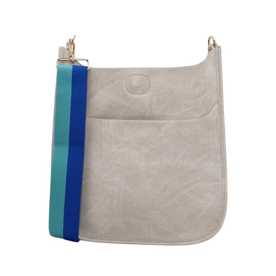 Bags AHDORNED | Cream Vegan Messenger + Royal-Turquoise Two Stripe Strap