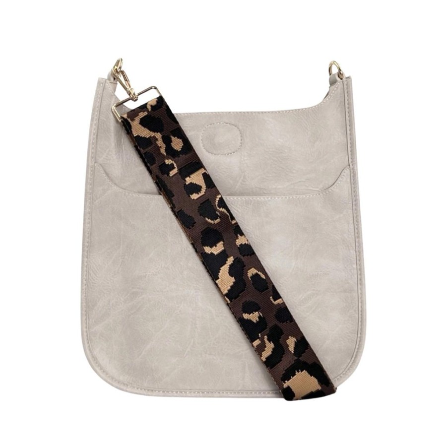 Bags AHDORNED | Cream Vegan Messenger | Coffee-Camel Leopard Strap