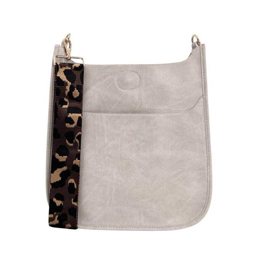 Bags AHDORNED | Cream Vegan Messenger | Coffee-Camel Leopard Strap