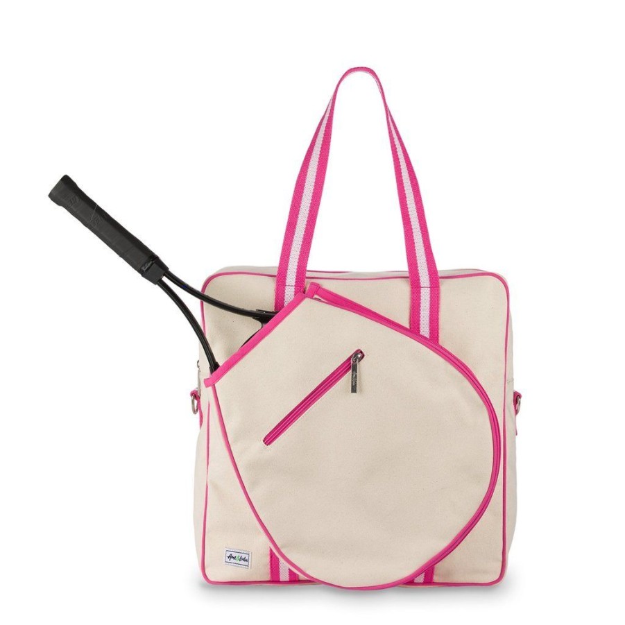 Bags Ame & Lulu | Hamptons Tour | Canvas Tennis Bag (Pink Trim)