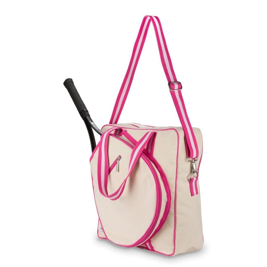 Bags Ame & Lulu | Hamptons Tour | Canvas Tennis Bag (Pink Trim)