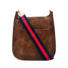 Bags AHDORNED | Coffee Vegan Messenger + Navy-Red Multi Stripe Strap