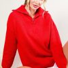 Tops Vine & Love | Red Sweater With Zipper